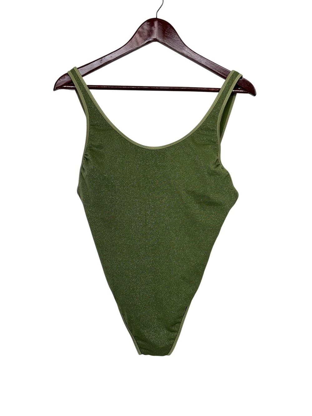 Fe Noel x Target  Olive Green Shimmer Cheeky Scooped One Piece Swimsuit New